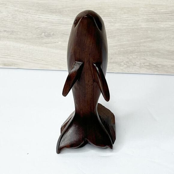 Vintage Ironwood Dolphin Sculpture Hand Carved, Mid Century Modern Coastal - Picture 3 of 6